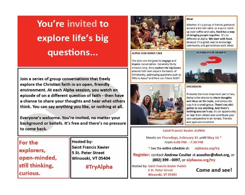 Alpha St. Francis Xavier Winooski, VT